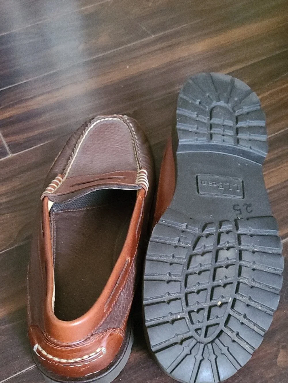 L.L. Bean Two-Tone Brown and Tan Leather Penny Loafers